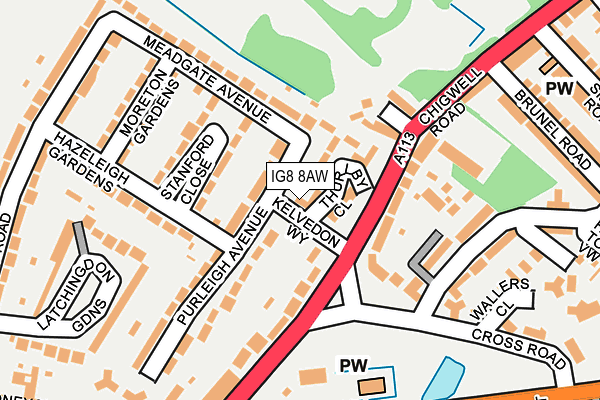 IG8 8AW map - OS OpenMap – Local (Ordnance Survey)