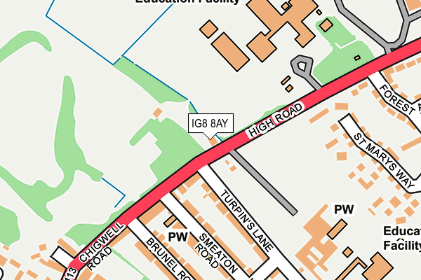 IG8 8AY map - OS OpenMap – Local (Ordnance Survey)