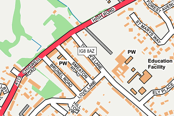 IG8 8AZ map - OS OpenMap – Local (Ordnance Survey)