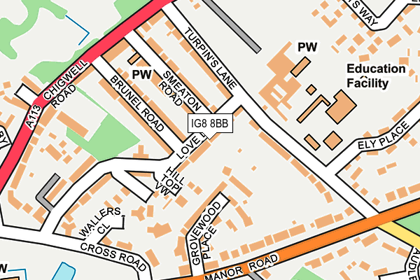 IG8 8BB map - OS OpenMap – Local (Ordnance Survey)