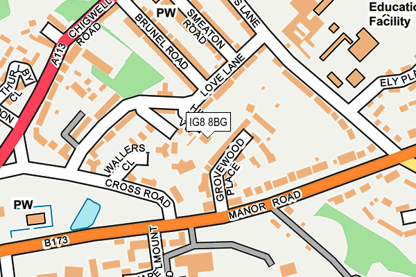 IG8 8BG map - OS OpenMap – Local (Ordnance Survey)