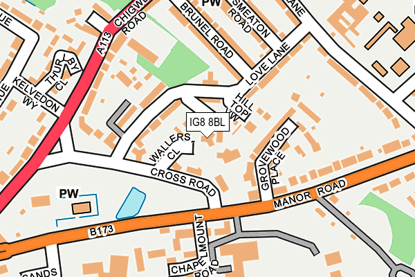 IG8 8BL map - OS OpenMap – Local (Ordnance Survey)