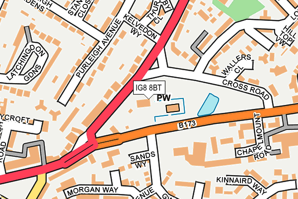IG8 8BT map - OS OpenMap – Local (Ordnance Survey)