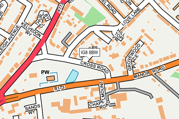 IG8 8BW map - OS OpenMap – Local (Ordnance Survey)