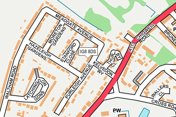 IG8 8DS map - OS OpenMap – Local (Ordnance Survey)
