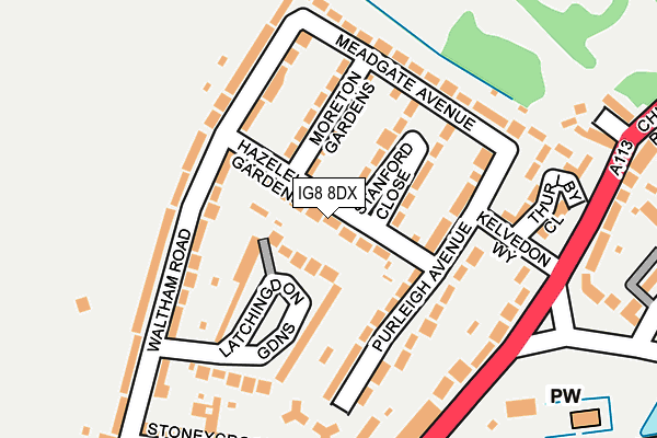 IG8 8DX map - OS OpenMap – Local (Ordnance Survey)