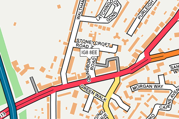 IG8 8EE map - OS OpenMap – Local (Ordnance Survey)