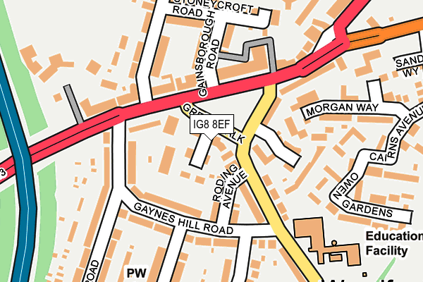 IG8 8EF map - OS OpenMap – Local (Ordnance Survey)