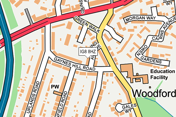 IG8 8HZ map - OS OpenMap – Local (Ordnance Survey)