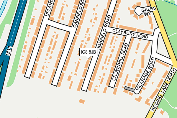 IG8 8JB map - OS OpenMap – Local (Ordnance Survey)