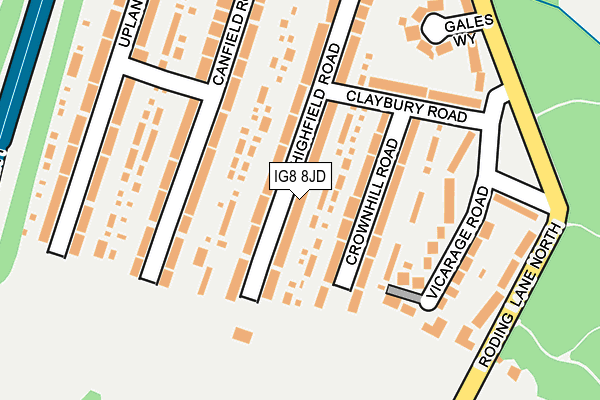 IG8 8JD map - OS OpenMap – Local (Ordnance Survey)