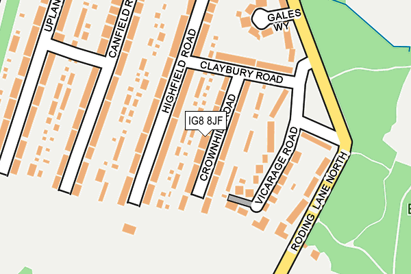 IG8 8JF map - OS OpenMap – Local (Ordnance Survey)