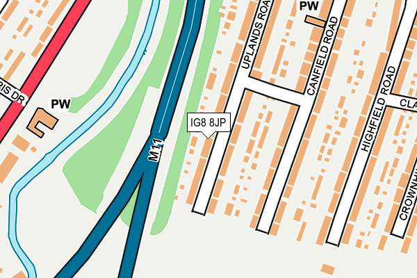 IG8 8JP map - OS OpenMap – Local (Ordnance Survey)