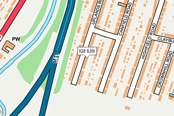 IG8 8JW map - OS OpenMap – Local (Ordnance Survey)