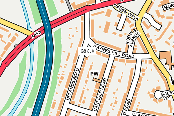 IG8 8JX map - OS OpenMap – Local (Ordnance Survey)