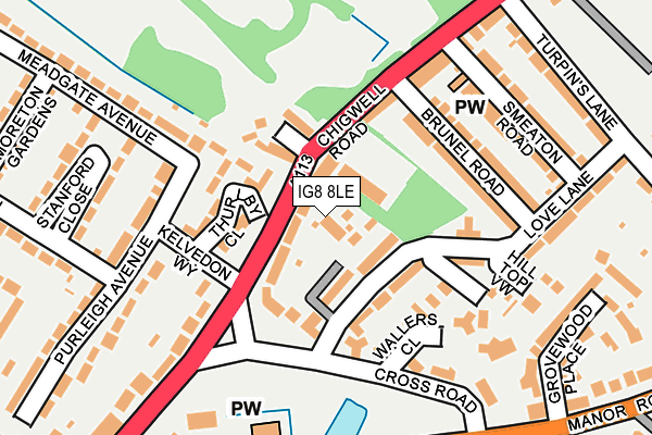 IG8 8LE map - OS OpenMap – Local (Ordnance Survey)