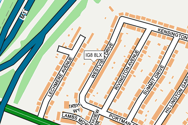 IG8 8LX map - OS OpenMap – Local (Ordnance Survey)