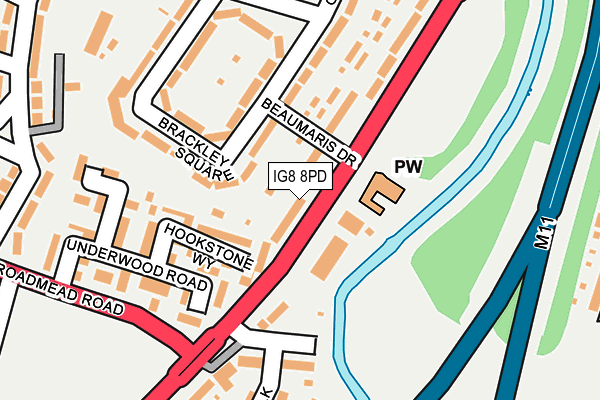 IG8 8PD map - OS OpenMap – Local (Ordnance Survey)