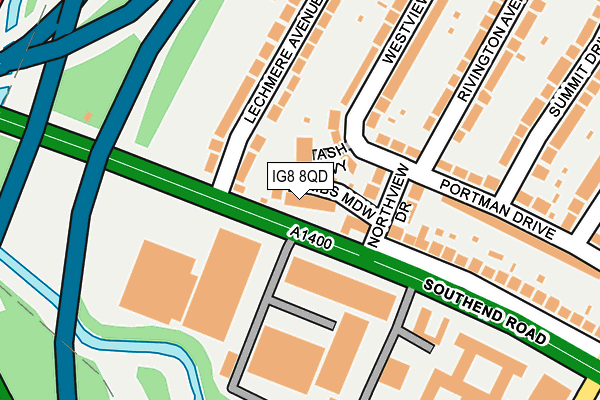 IG8 8QD map - OS OpenMap – Local (Ordnance Survey)
