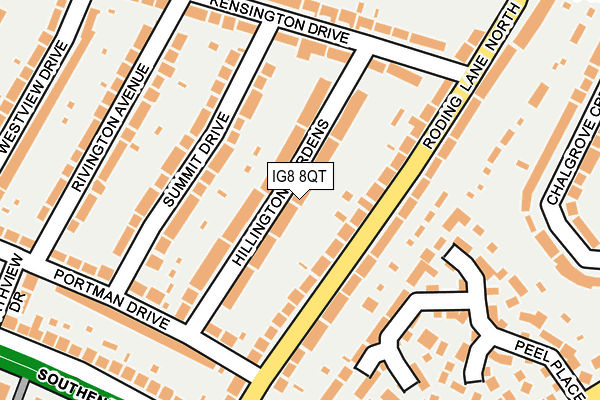 IG8 8QT map - OS OpenMap – Local (Ordnance Survey)