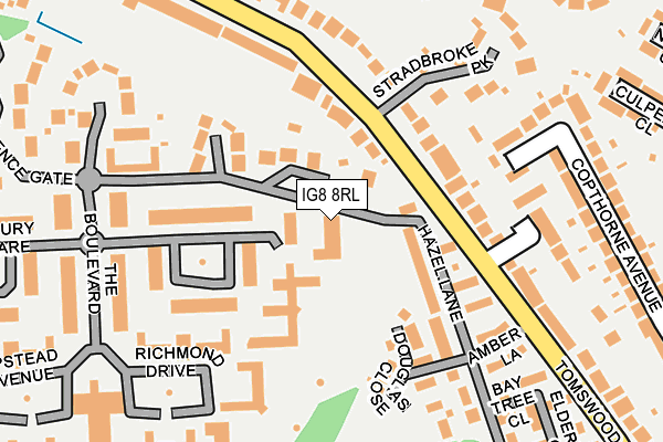 IG8 8RL map - OS OpenMap – Local (Ordnance Survey)