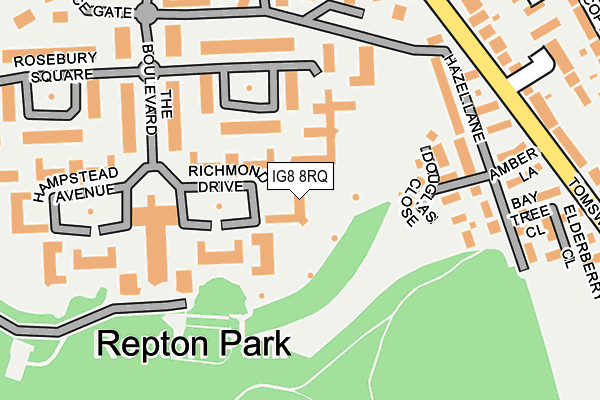 IG8 8RQ map - OS OpenMap – Local (Ordnance Survey)