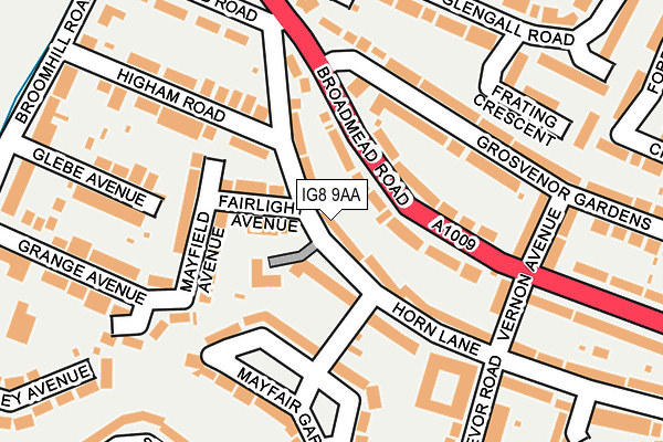 IG8 9AA map - OS OpenMap – Local (Ordnance Survey)