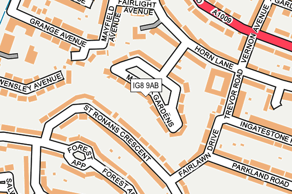 IG8 9AB map - OS OpenMap – Local (Ordnance Survey)