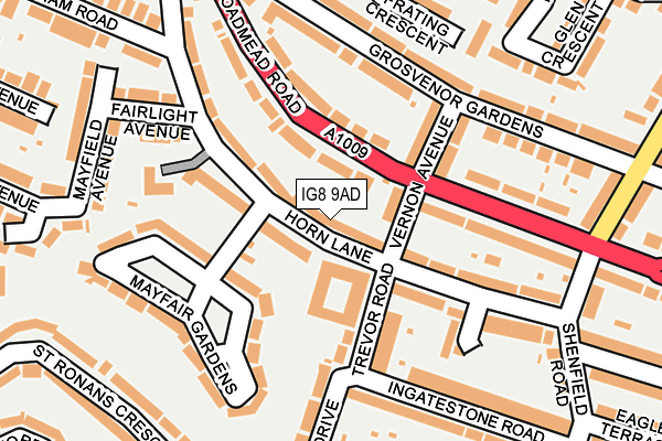 IG8 9AD map - OS OpenMap – Local (Ordnance Survey)