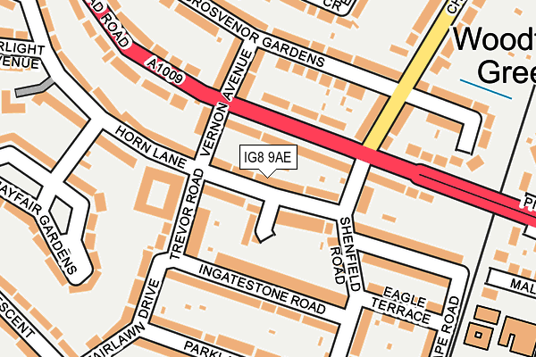 IG8 9AE map - OS OpenMap – Local (Ordnance Survey)