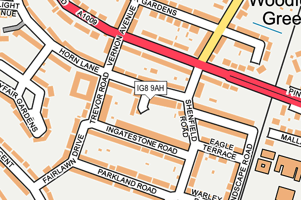 IG8 9AH map - OS OpenMap – Local (Ordnance Survey)