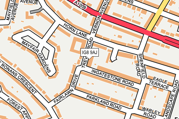 IG8 9AJ map - OS OpenMap – Local (Ordnance Survey)