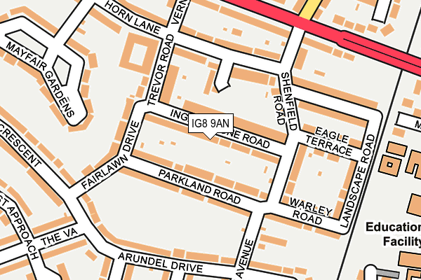 IG8 9AN map - OS OpenMap – Local (Ordnance Survey)