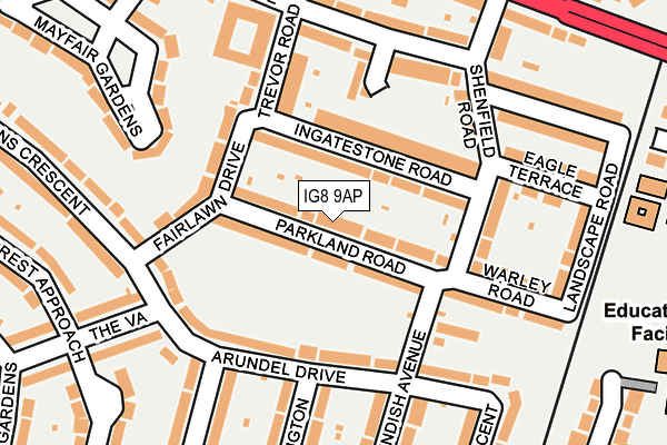 IG8 9AP map - OS OpenMap – Local (Ordnance Survey)