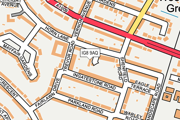 IG8 9AQ map - OS OpenMap – Local (Ordnance Survey)
