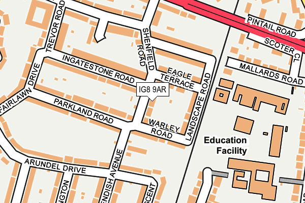 IG8 9AR map - OS OpenMap – Local (Ordnance Survey)