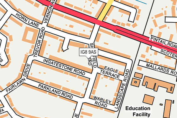 IG8 9AS map - OS OpenMap – Local (Ordnance Survey)