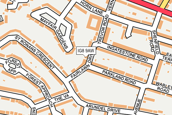 IG8 9AW map - OS OpenMap – Local (Ordnance Survey)