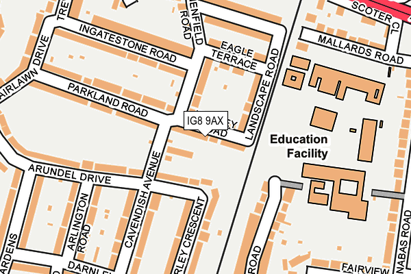 IG8 9AX map - OS OpenMap – Local (Ordnance Survey)