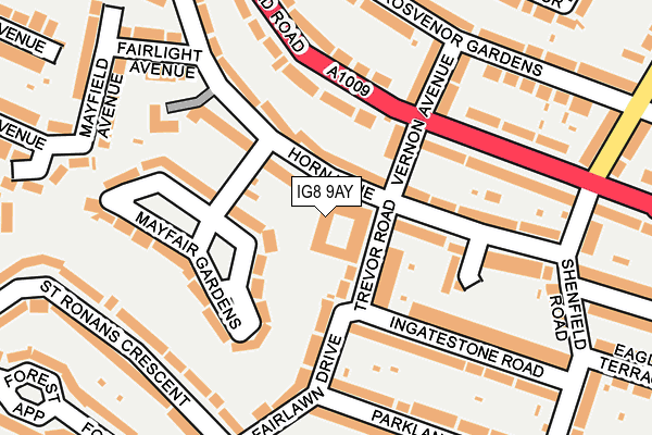 IG8 9AY map - OS OpenMap – Local (Ordnance Survey)