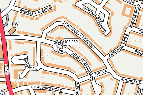 IG8 9BP map - OS OpenMap – Local (Ordnance Survey)