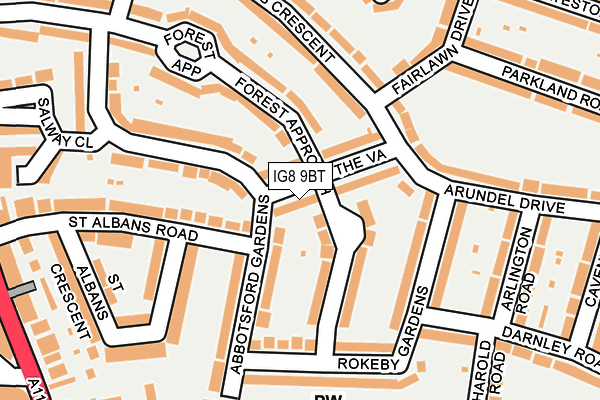 IG8 9BT map - OS OpenMap – Local (Ordnance Survey)