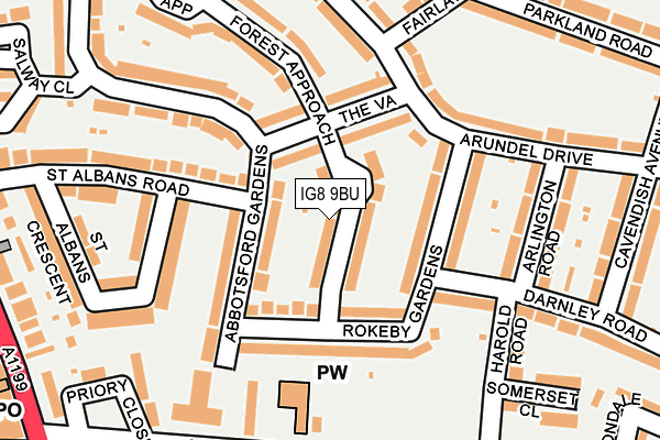 IG8 9BU map - OS OpenMap – Local (Ordnance Survey)