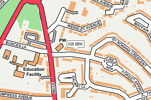 IG8 9BW map - OS OpenMap – Local (Ordnance Survey)