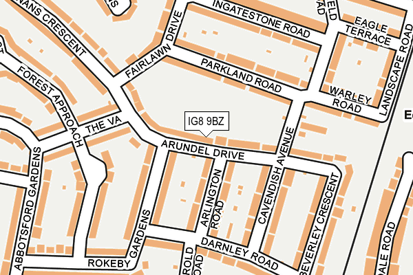 IG8 9BZ map - OS OpenMap – Local (Ordnance Survey)