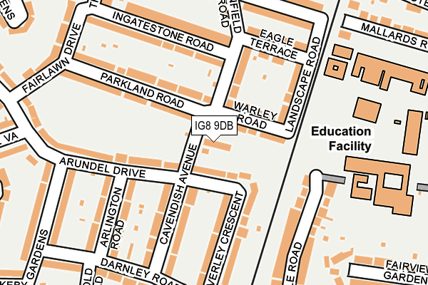 IG8 9DB map - OS OpenMap – Local (Ordnance Survey)