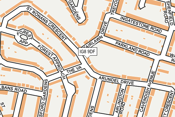 IG8 9DF map - OS OpenMap – Local (Ordnance Survey)