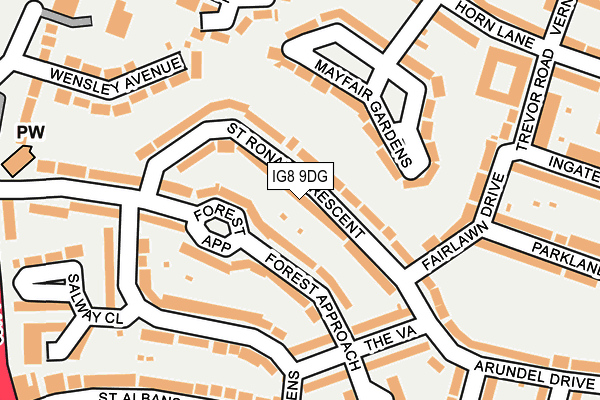 IG8 9DG map - OS OpenMap – Local (Ordnance Survey)