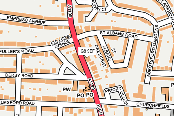 IG8 9EF map - OS OpenMap – Local (Ordnance Survey)