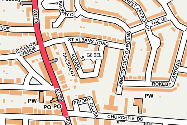 IG8 9EL map - OS OpenMap – Local (Ordnance Survey)